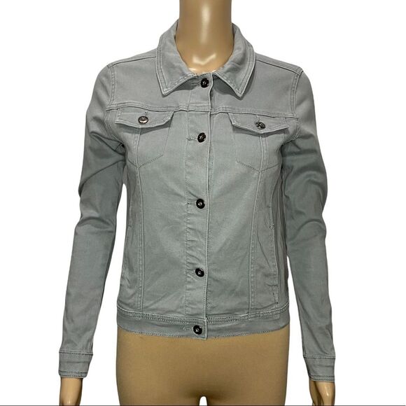 Lafayette Collection Gray Cotton Utility Waist Length Jacket Small - Picture 1 of 9
